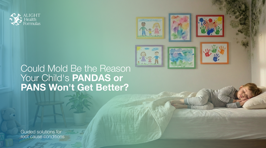 Girl asleep in bed, blue to green gradient with writing saying the title of the blog