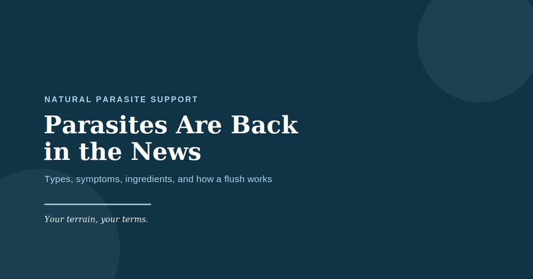 Title of Alight Health Formulas new blog "Parasites are back in the news". Learn about parasite cleanse, ingredients, flushes and more! 