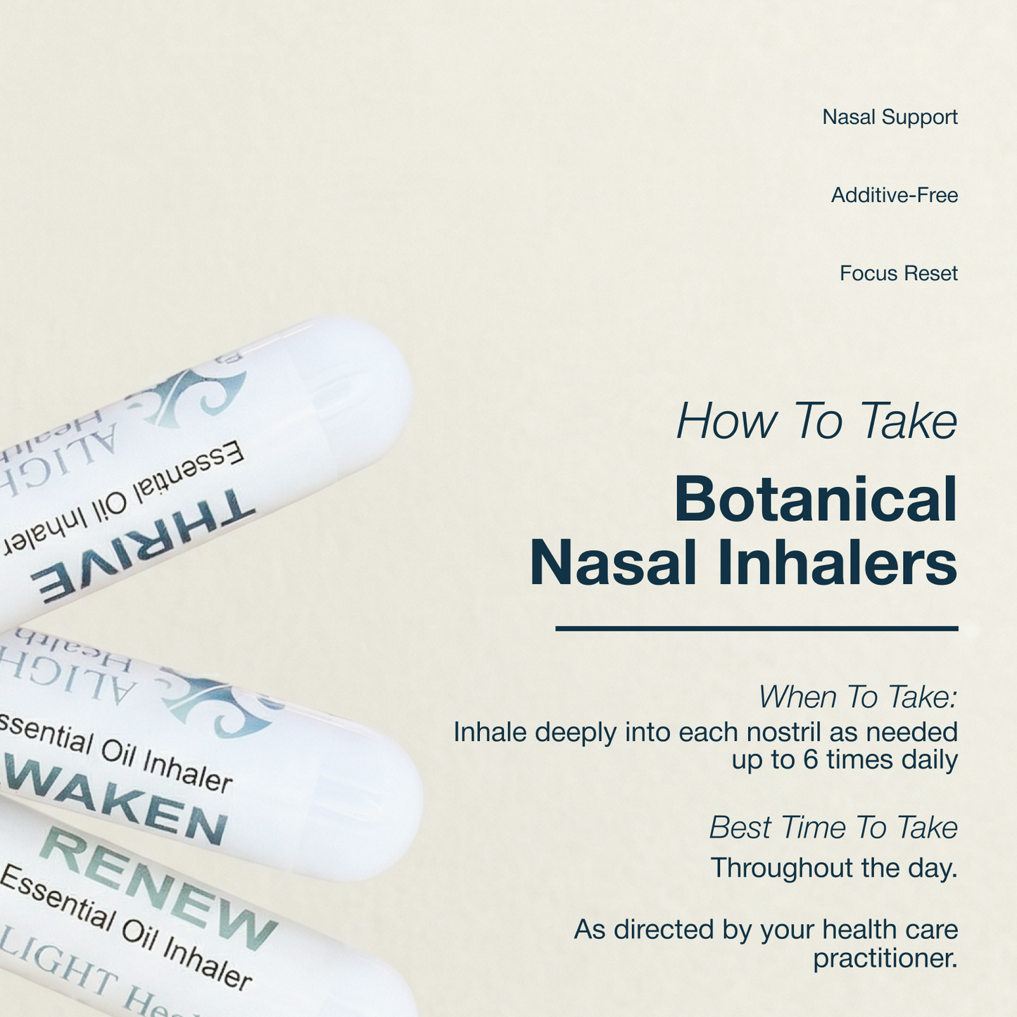 Nasal inhalers with usage instructions.