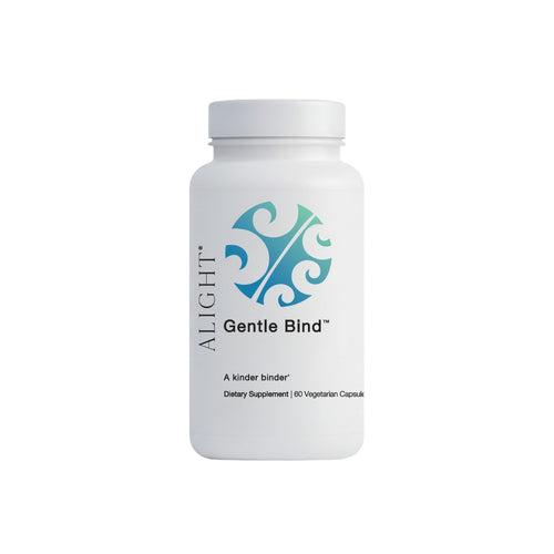 Supplement bottle labeled 'Alight Gentle Bind' on a white background