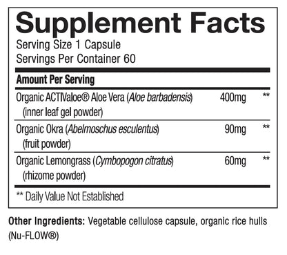 Supplement facts label with ingredients and serving size details