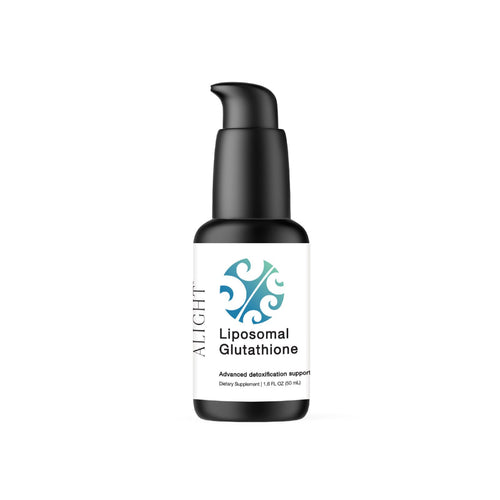 Bottle of Liposomal Glutathione with ALEIFT logo on a white background