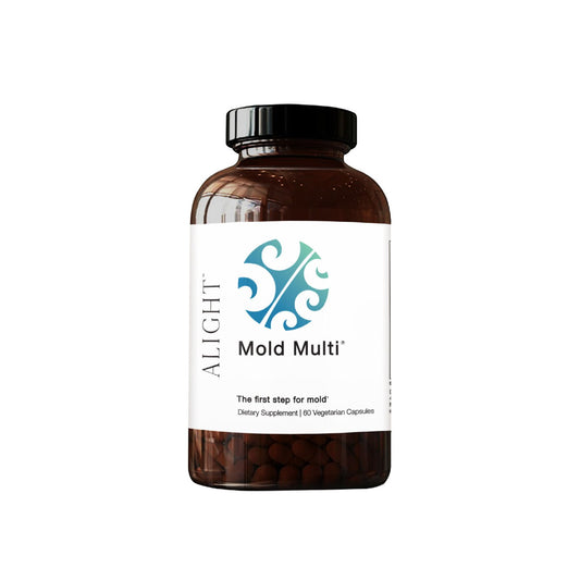 Bottle of Alight Mold Multi supplement on a white background