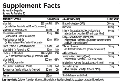 Supplement facts label with detailed nutritional information on a black background