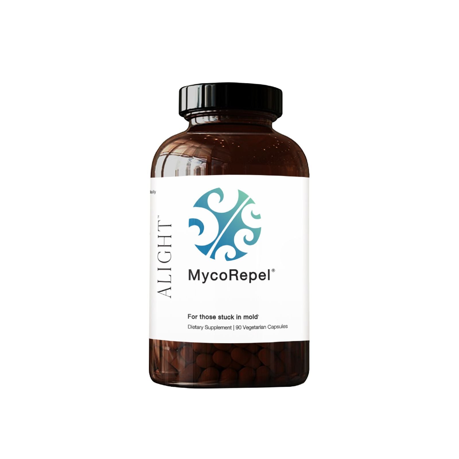 Mycorepel supplement bottle with label on a white background