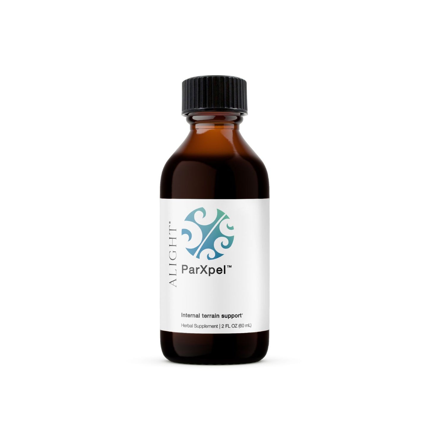 Brown glass bottle with a white label featuring a logo and text on a white background