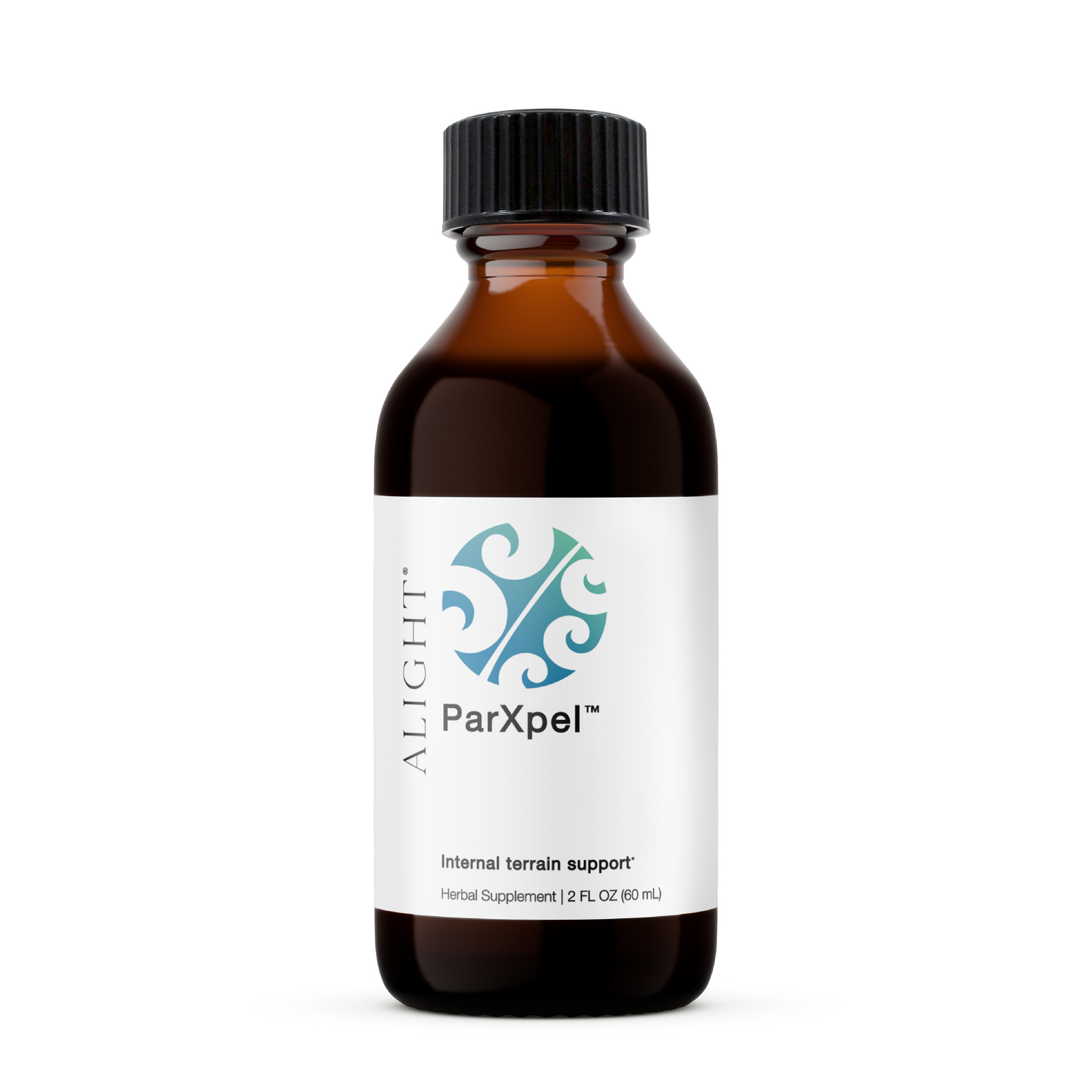 Bottle of Alight ParXpel supplement on a white background