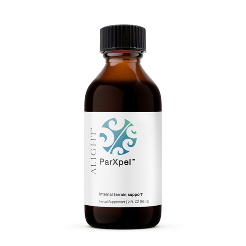 Bottle of Alight ParXpel supplement on a white background