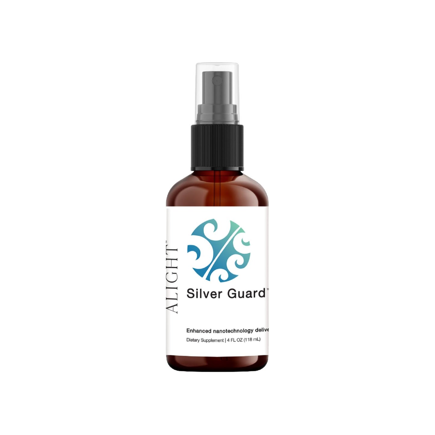 Brown spray bottle labeled 'Silver Guard' on a white background