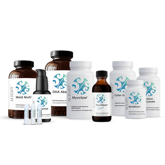 Collection of health supplement bottles with visible branding on a white background