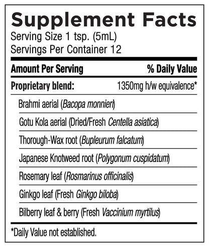 Supplement facts label with herbal ingredients listed